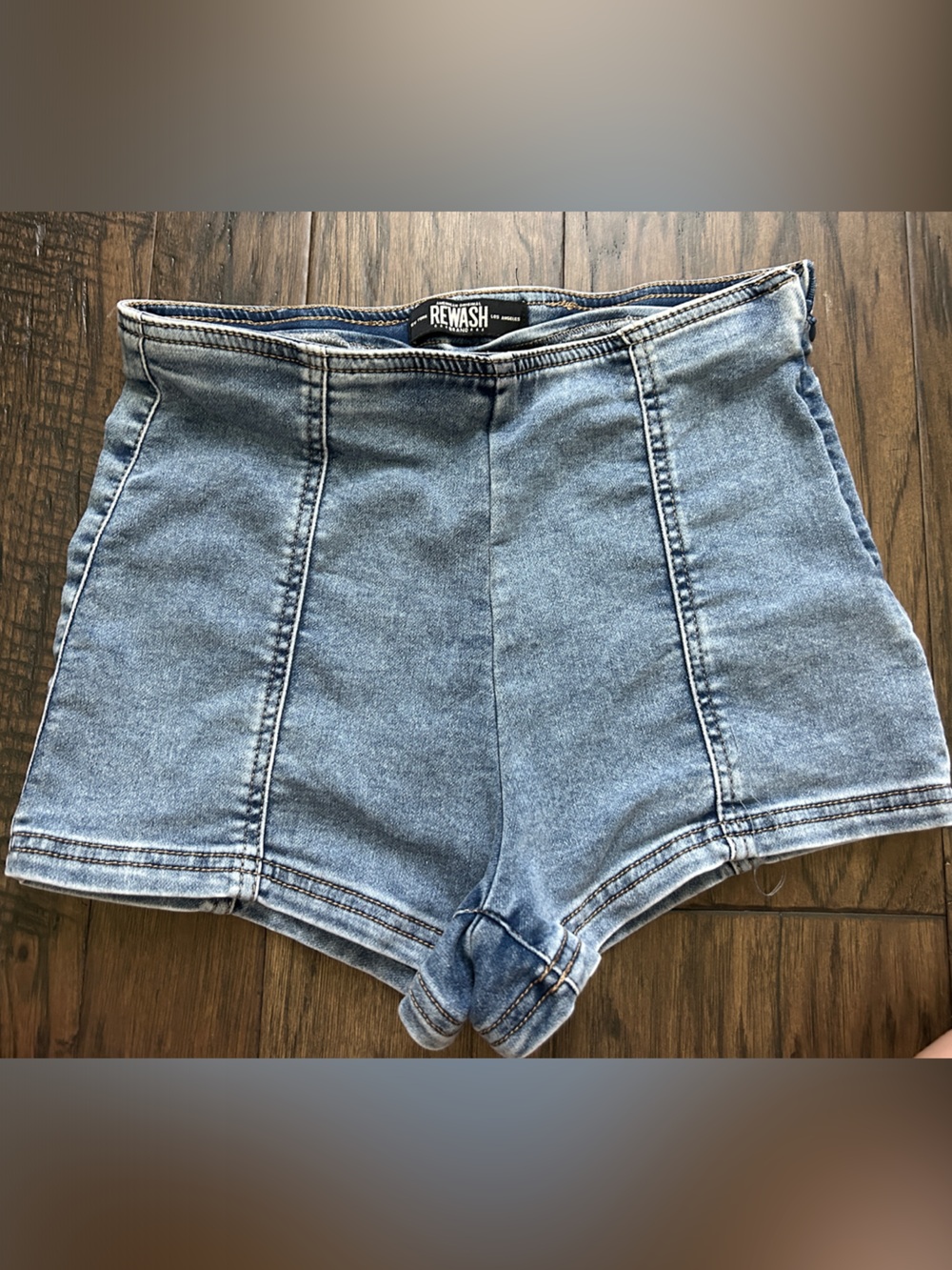 Rewash Micro Light Blue Denim High-Waist Jean Shorts